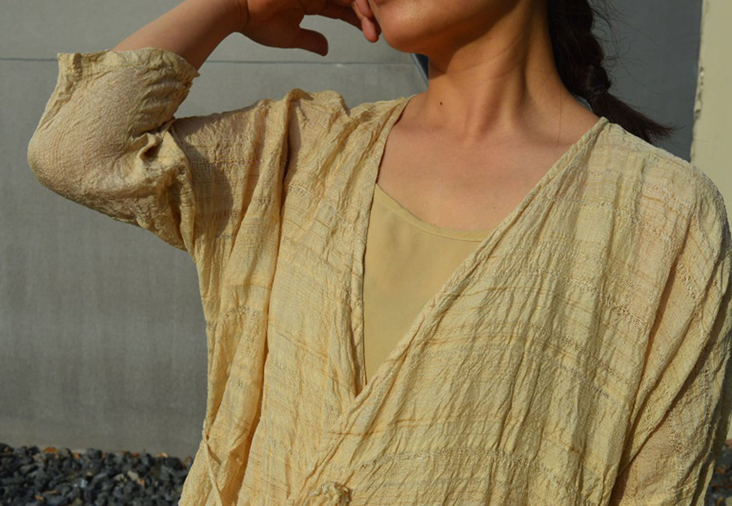 edoa Embroidered Hand-spun and Hand Woven Silk Dress