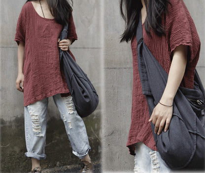 edoa Oversized Textured Linen Top