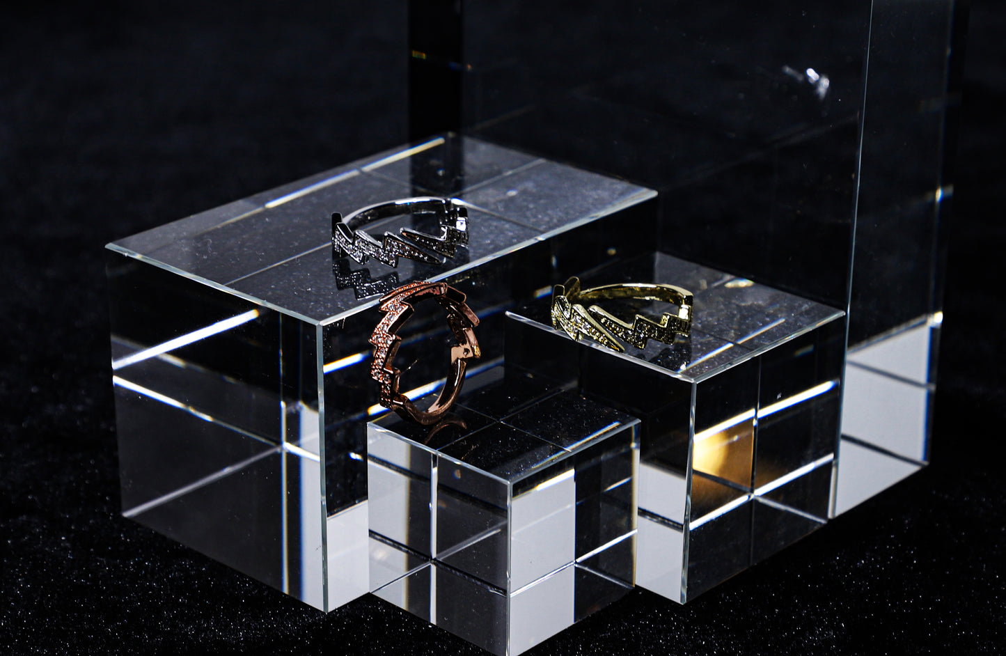 edoa Pave Diamond Lightning Adjustable Ring