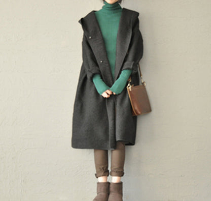 edoa Heavy Weight Bouclé Sorcerer Hooded Coat