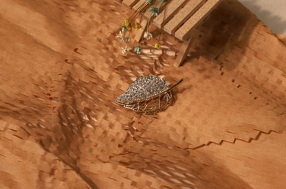 edoa Half-Pave Gold Leaf Brooch