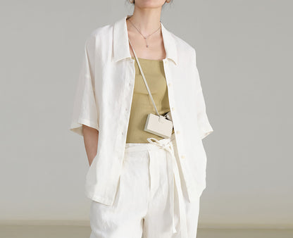 edoa Linen Oversized Square Shirt