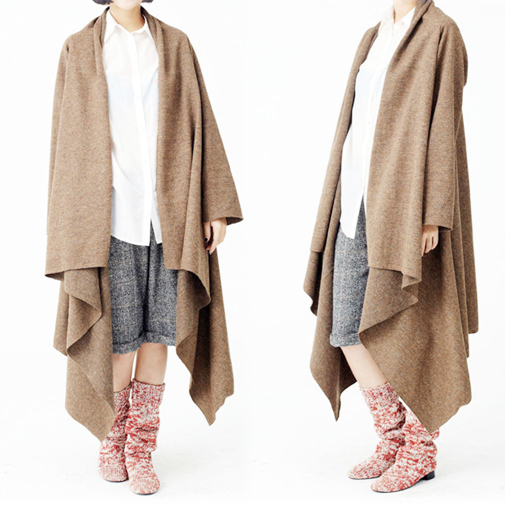 edoa Boiled Wool Multi-wear Open Front Blacket Coat