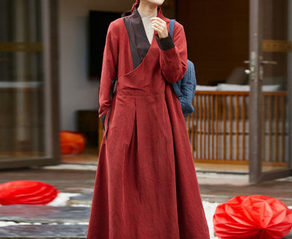 edoa Cracked Mud Silk Asymmetric Wrap Dress