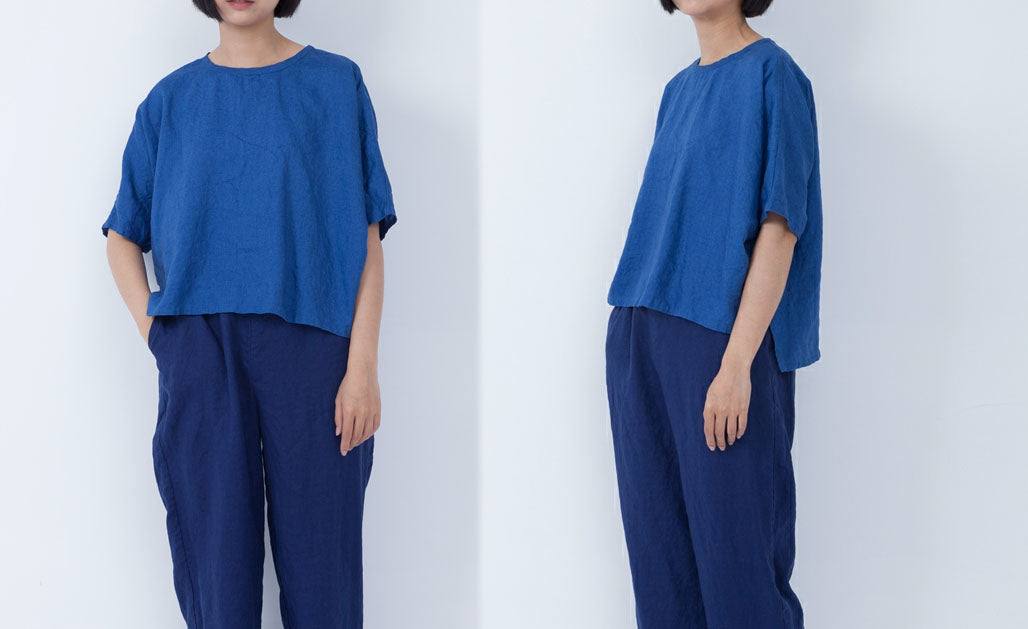 edoa Loose Fitting Linen Tunic Top