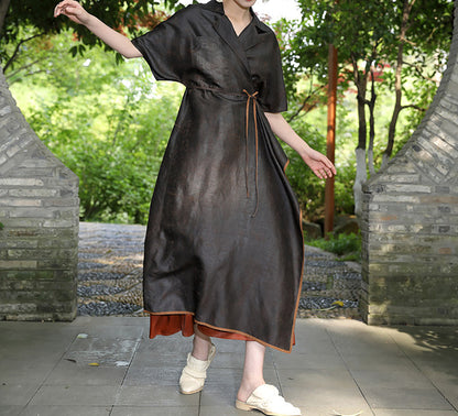 edoa Cracked Mud Silk Duster Coat