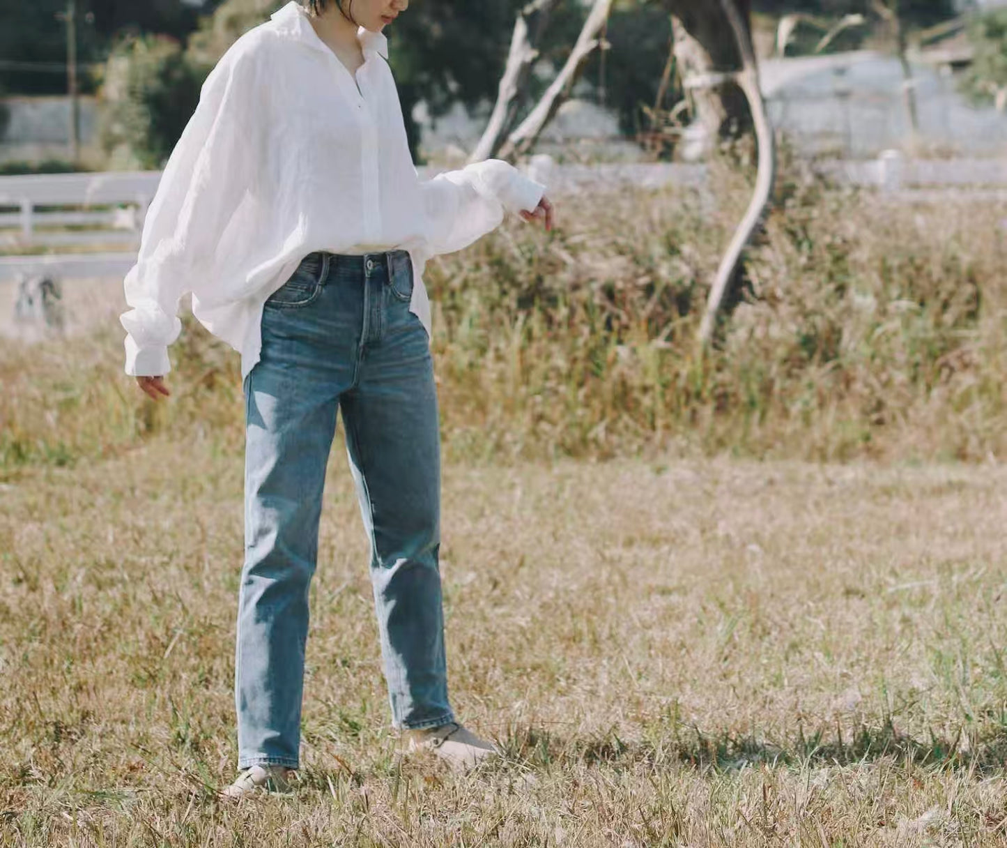 edoa Oversizecd Classic Linen Button Uo Shirt