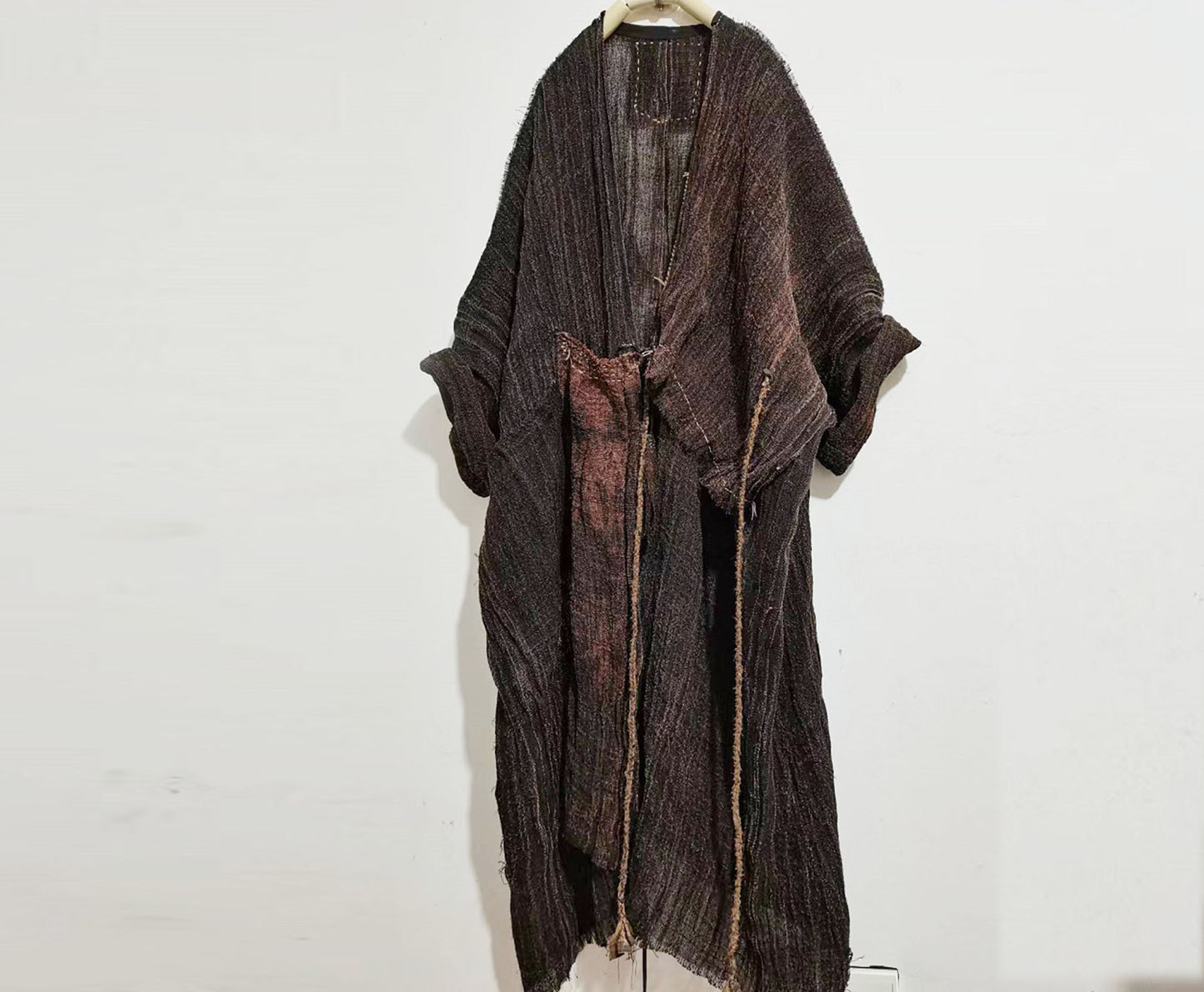 Loose Fitting Hand Woven Plant dyed Linen Cardigan Coat co0083 A644