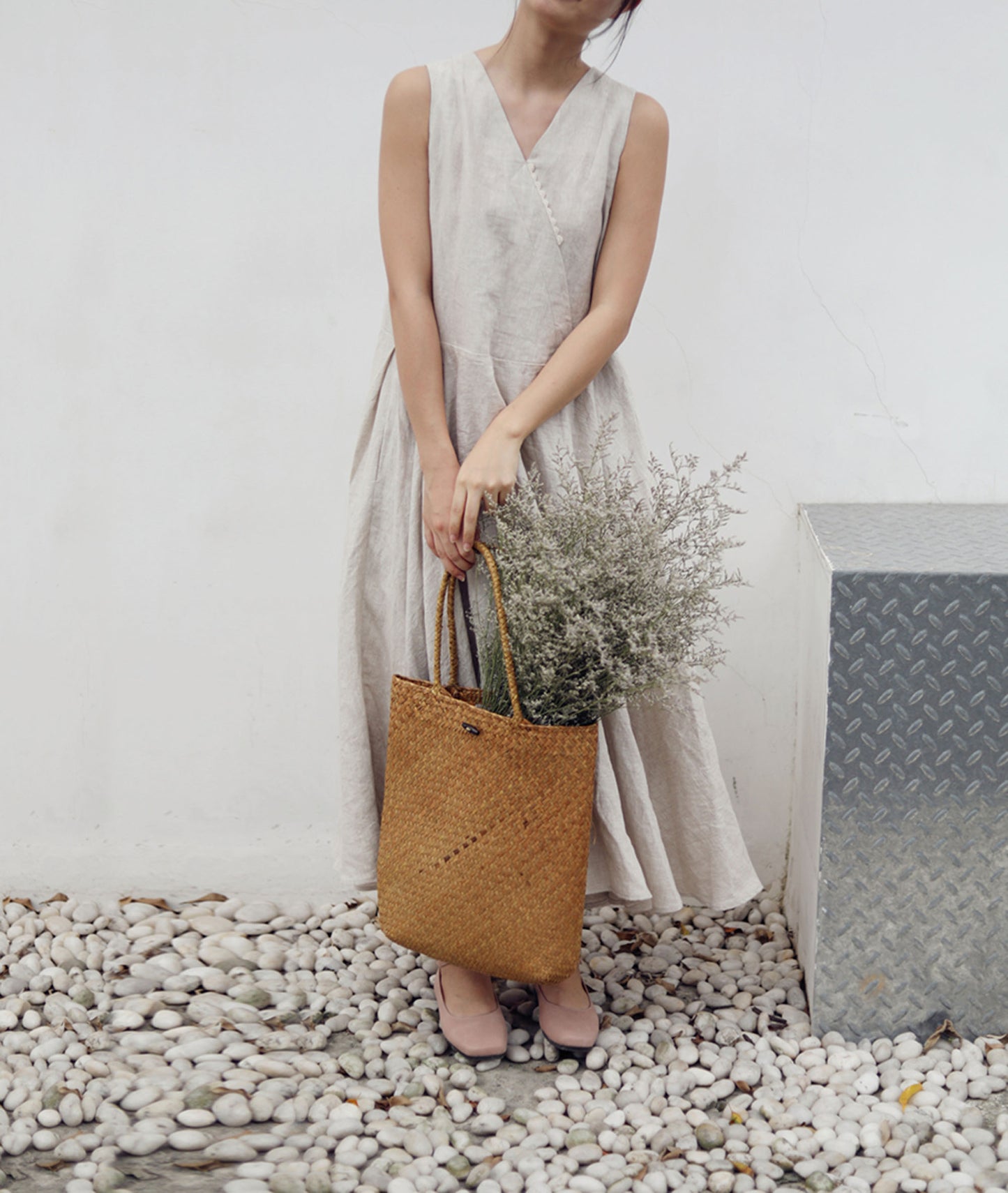 edoa Flax Linen Maxi Circle Dress