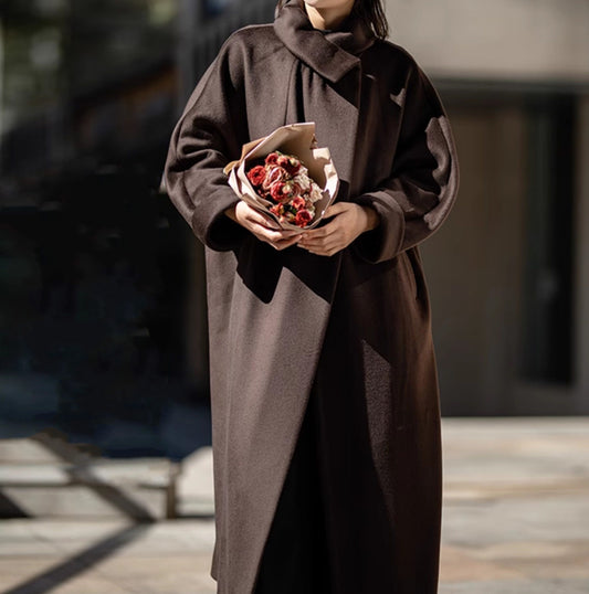 edoa Vintage Style Long Wool Coat 