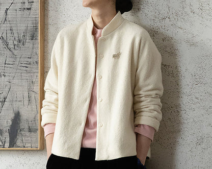 edoa Boiled Wool Short Chinese Coat