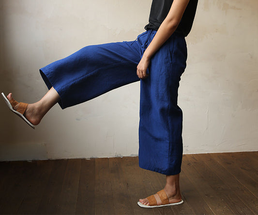 edoa Wide Leg Hemp Linen Pants