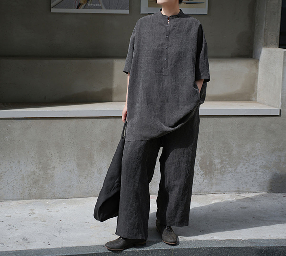 edoa Cracked Mud Silk Wide-leg Pants