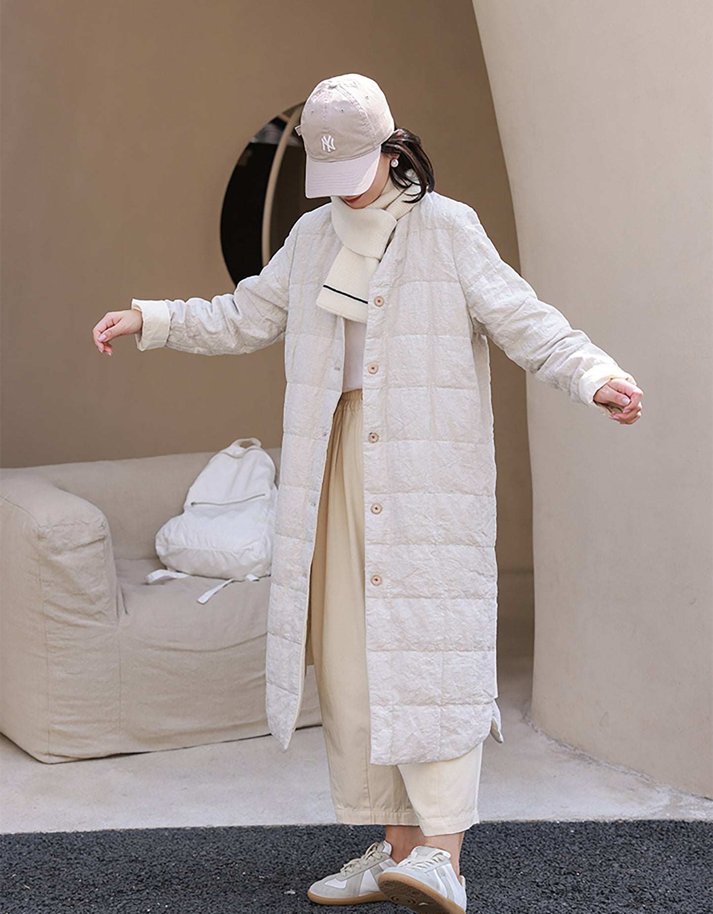 edoa Reversible Linen Down Coat 
