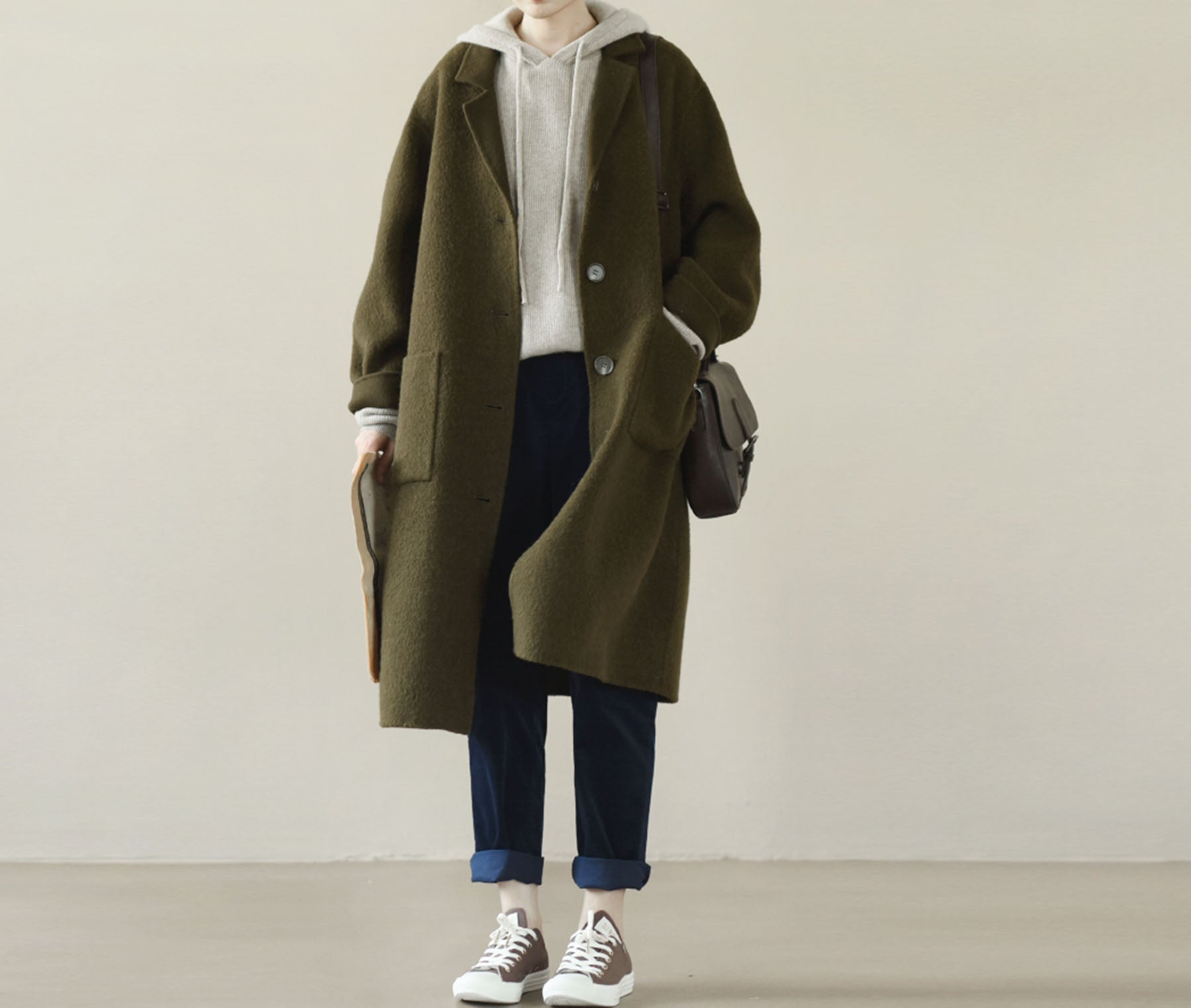 edoa Oversized Double Face Wool Coat 