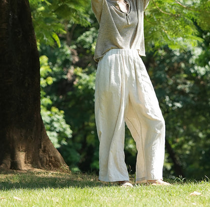 edoa Super Loose Flax Linen Tapered Pants