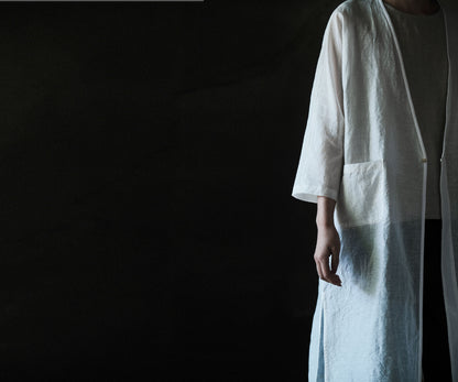 edoa Silk Linen Blend 3/4 Sleeve Dust Coat 