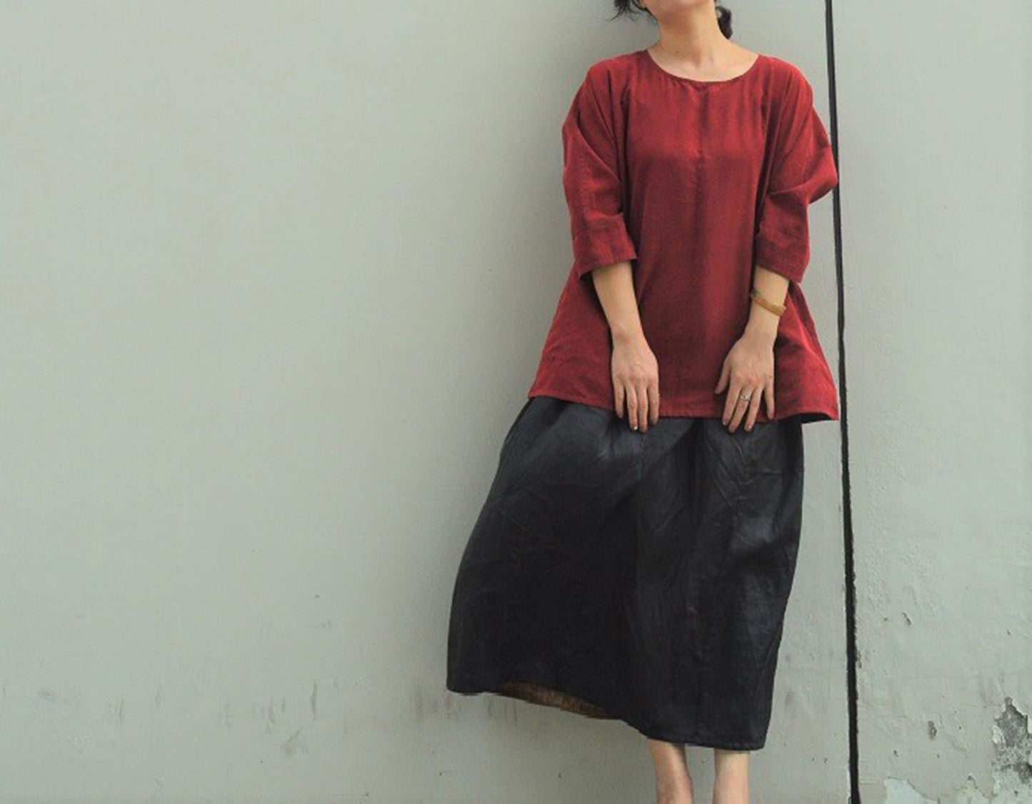 edoa Reversible Cracked Mud Silk Top