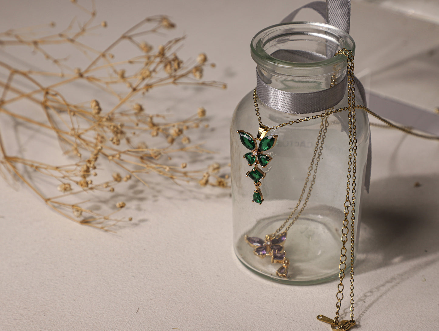 edoa Minimalist Birthstone Butterfly Pendant Necklace