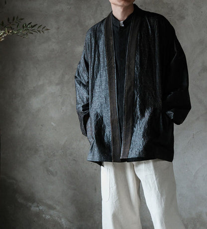 edoa Cracked Mud Silk Haori Jacket