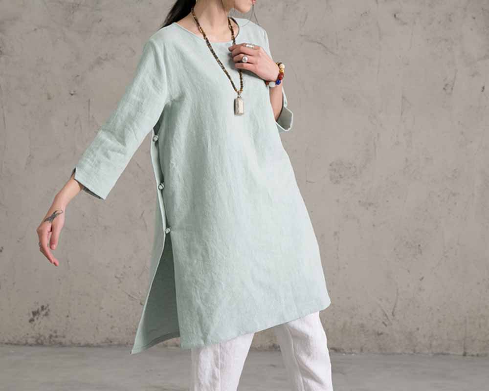 Plus Size Washed Linen Dress dr0154 758