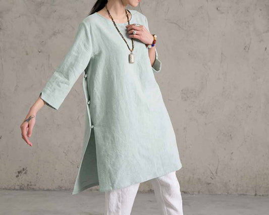 Plus Size Washed Linen Dress dr0154 758
