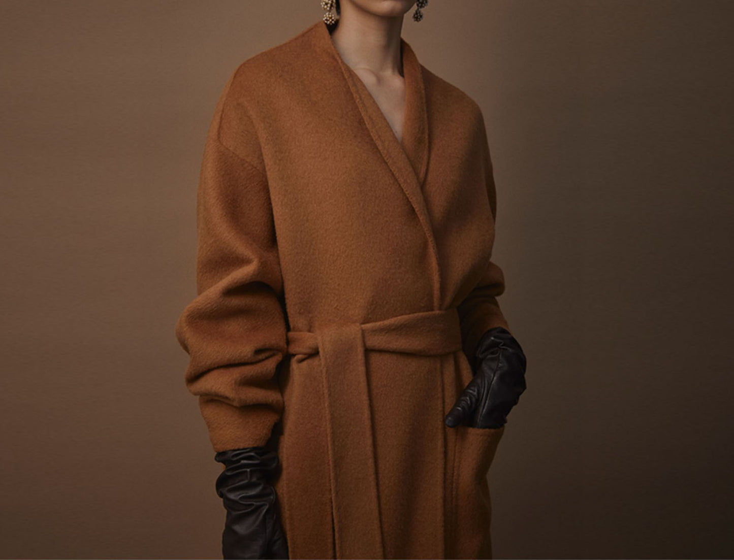 edoa Double Faced Wool Wrap Coat