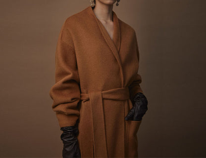 edoa Double Faced Wool Wrap Coat