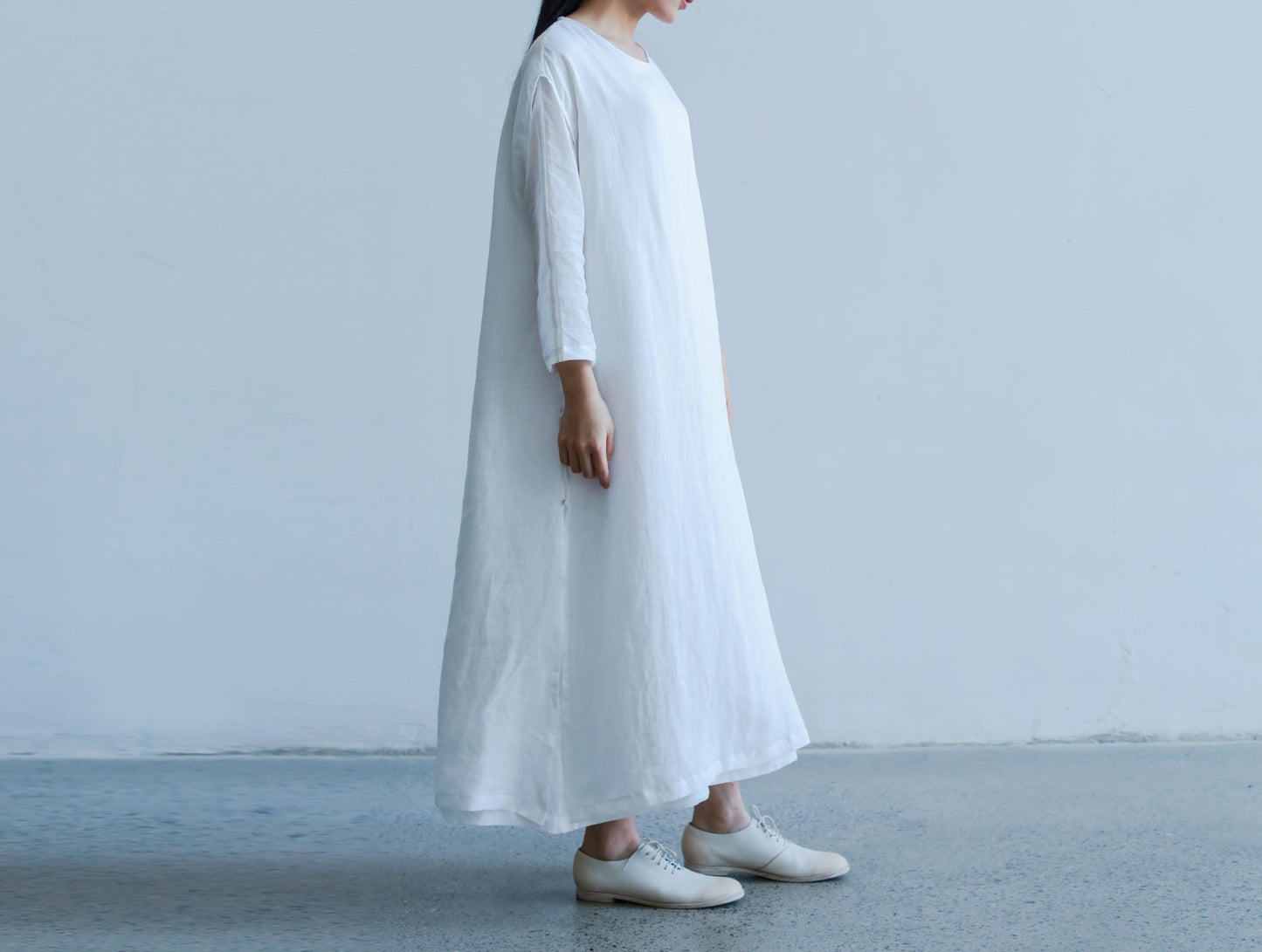 edoa White Ramie Layered Dress 