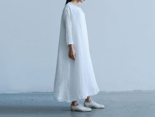 edoa White Ramie Layered Dress 