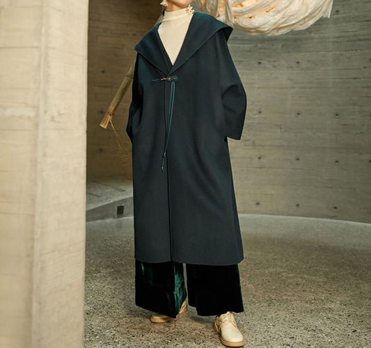 edoa Double Faced Wool Hooded Coat