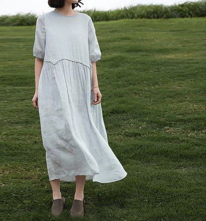edoa Silk Linen Blend Maxi Dress