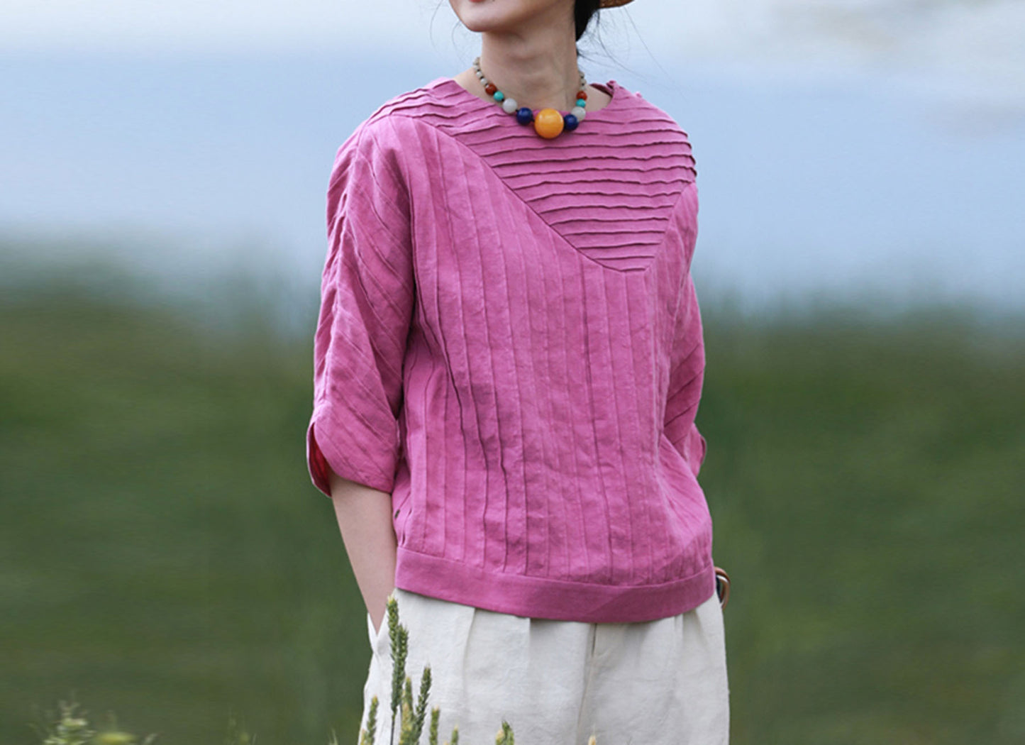 edoa Hand-pintucked Linen Blouse