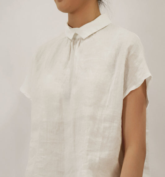 edoa High Counted French Linen White Top