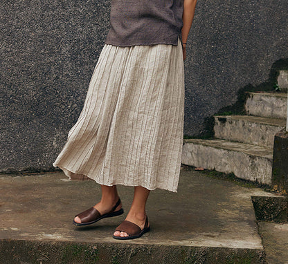 edoa Flax Linen PIntucked Skirt 