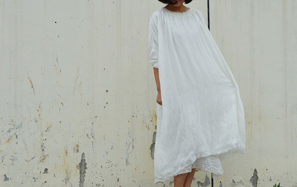 edoa Layered Mulberry Silk Fairy Dress 