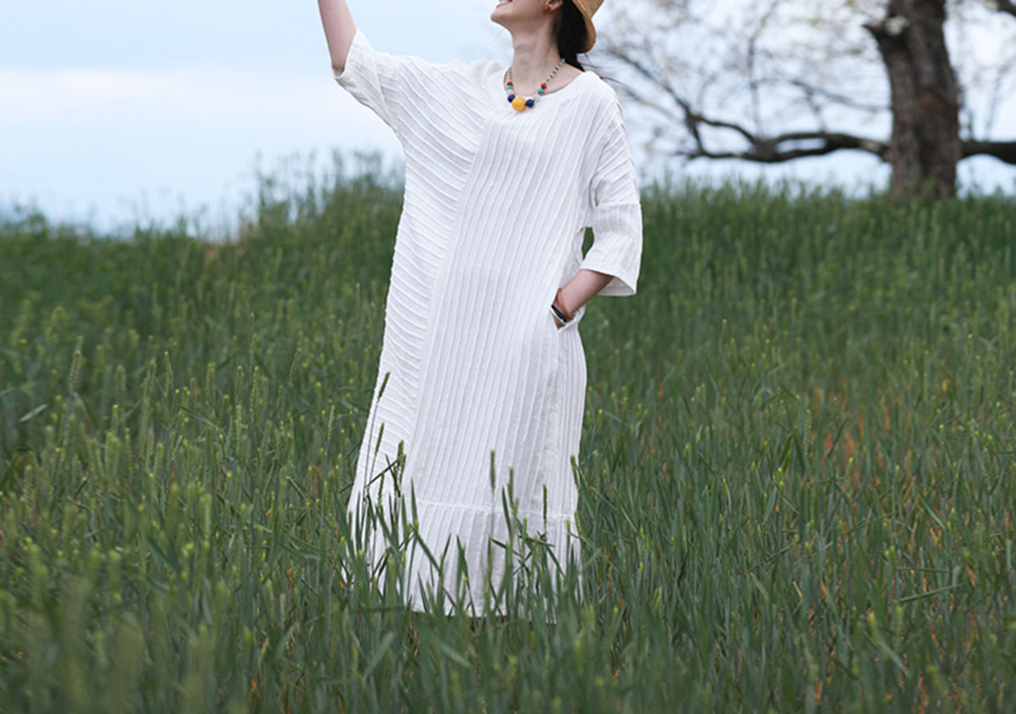 edoa Hand-pintucked Linen Dress