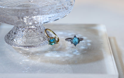 edoa The Ethereal Mermaid Tear Dreamy Aquamarine Ring