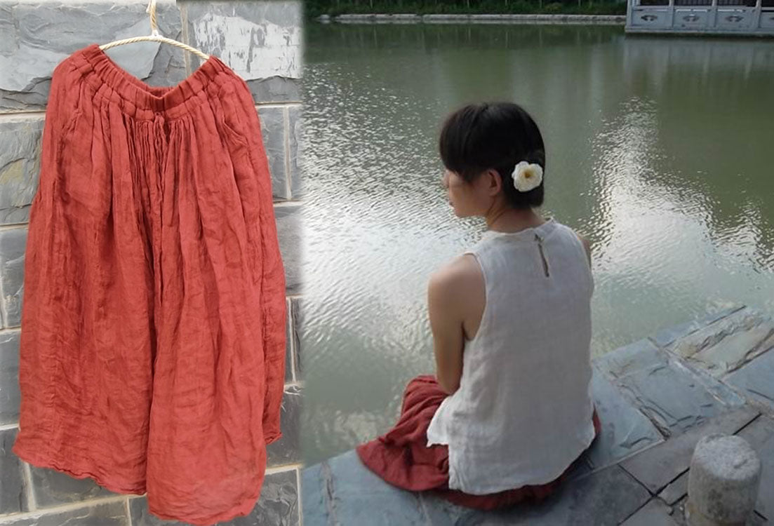 edoa Long Layered Textured Linen Gauzy Maxi Skirt