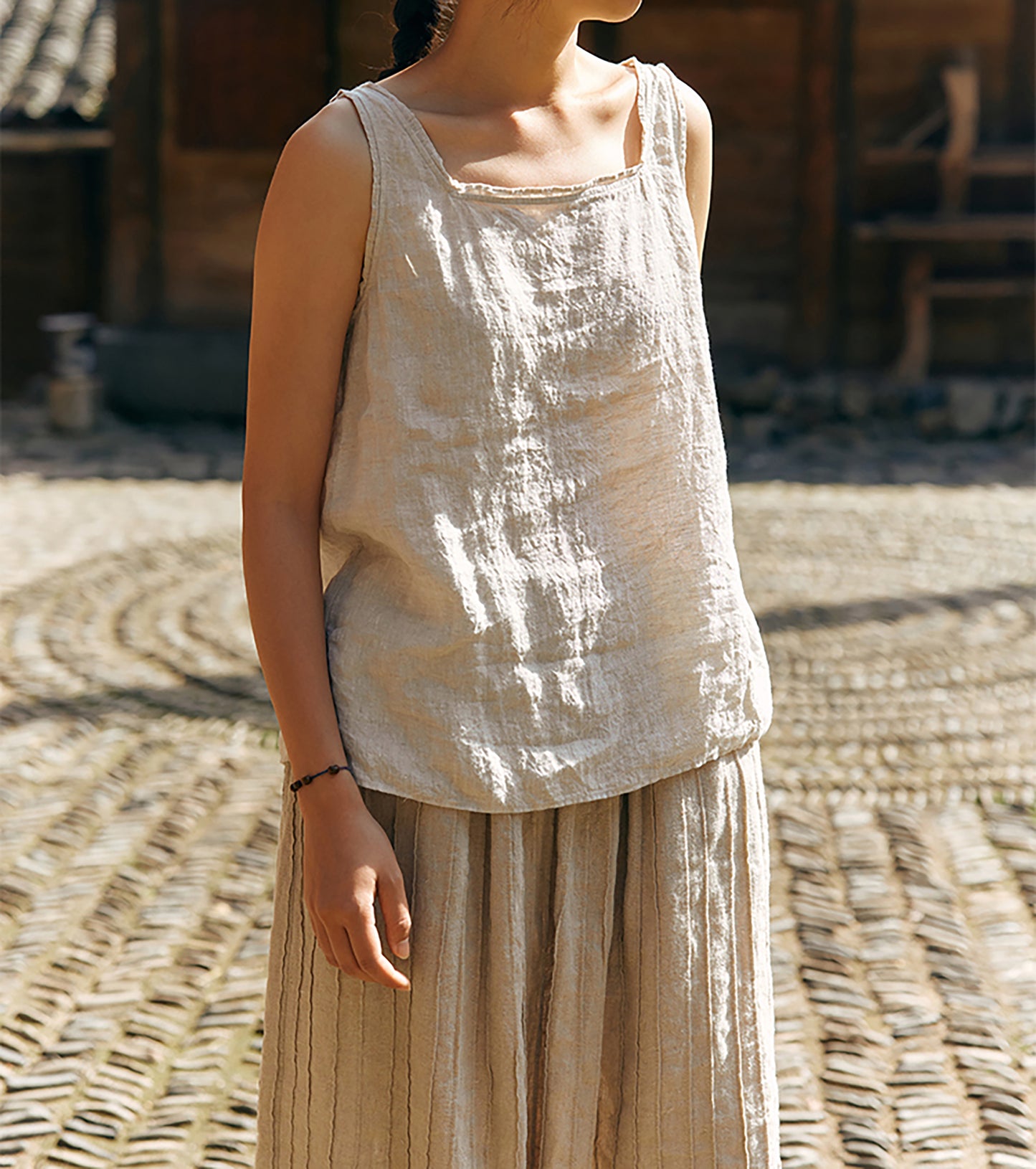 edoa Flax Linen Sleeveless Top 