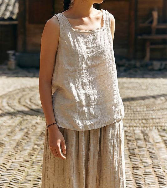 edoa Flax Linen Sleeveless Top 