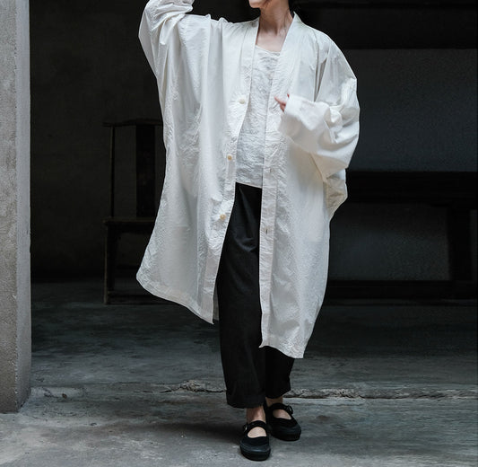 edoa Oversized Paper Cotton Bat Sleeves Overcoat 