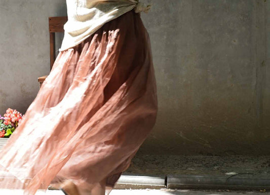 edoa Brown Silk Organza Skirt