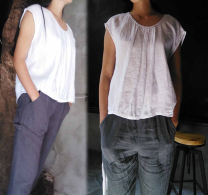 Simplicity White Washed Linen Top to0144 697