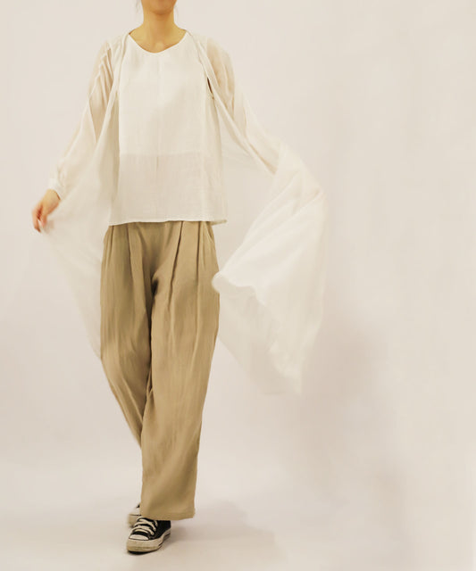 edoa Washed Linen Wide Leg Trousers