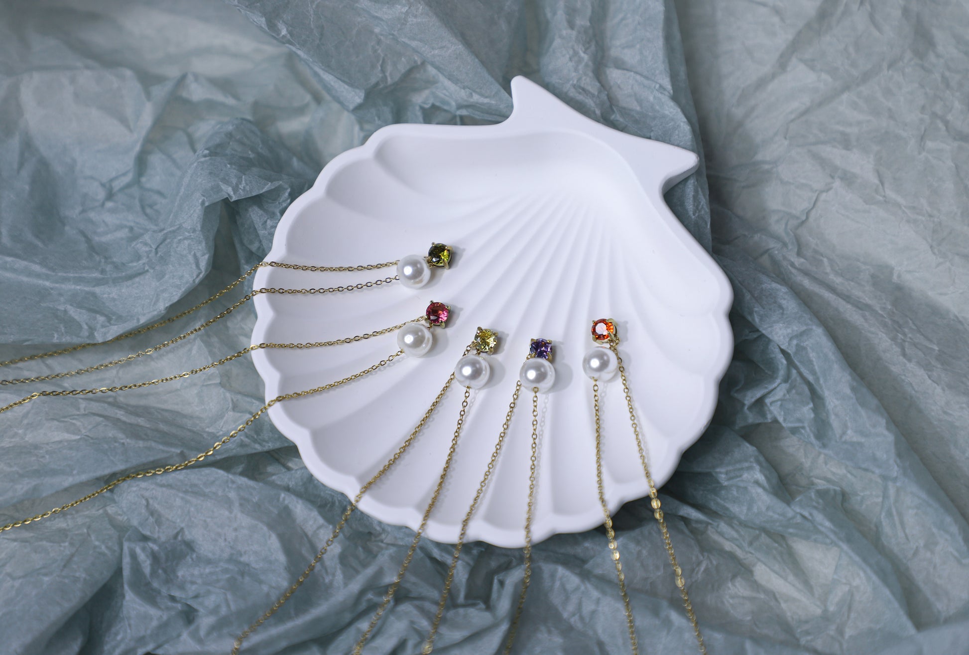 edoa Peal and Birthstone Duo Clavicle Chain