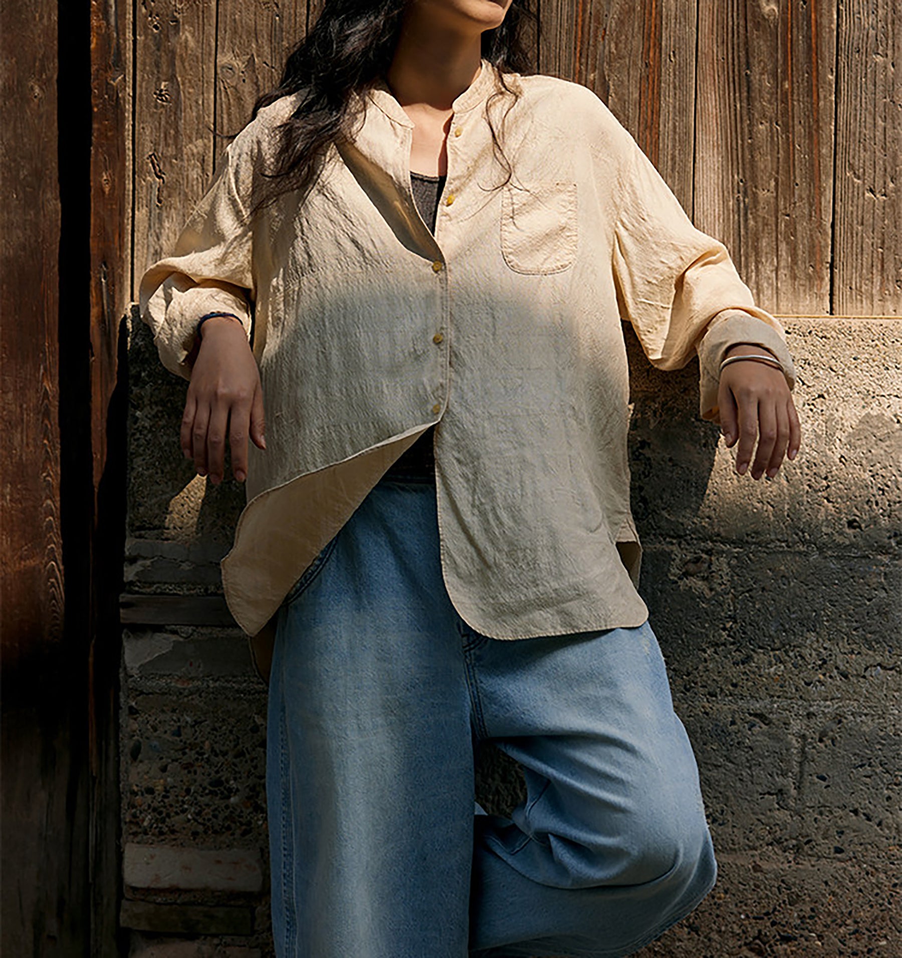 edoa Dupioni Tussah Silk Chinese Over Blouse