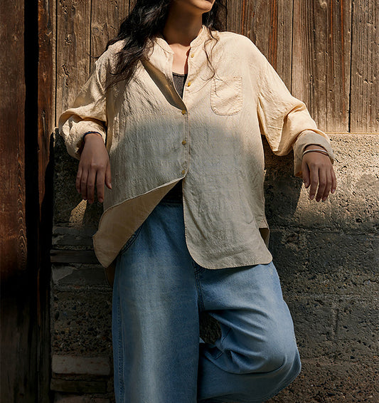edoa Dupioni Tussah Silk Chinese Over Blouse