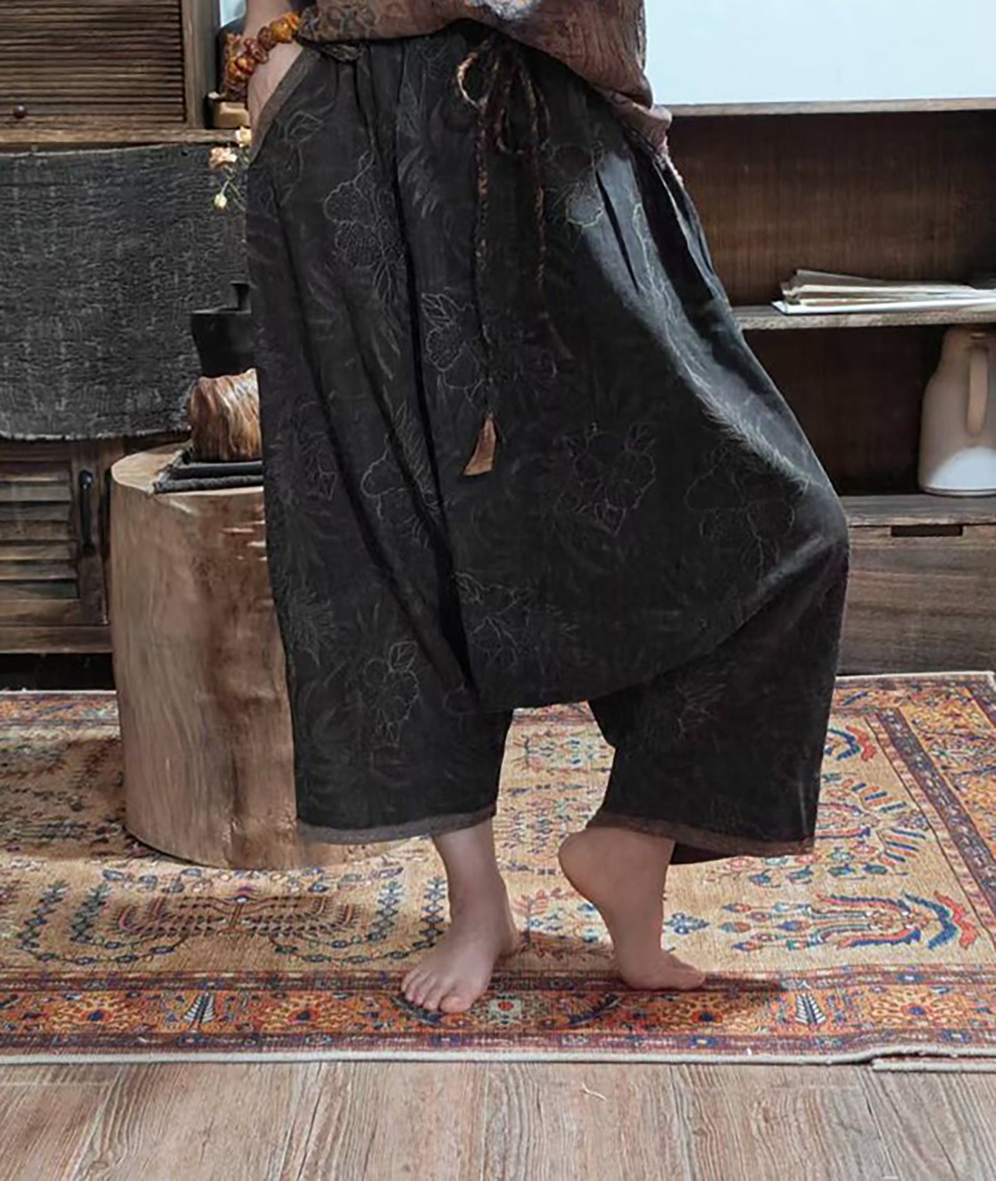 Mud Noil Silk Jacquard Harem Pants pa0170 X317