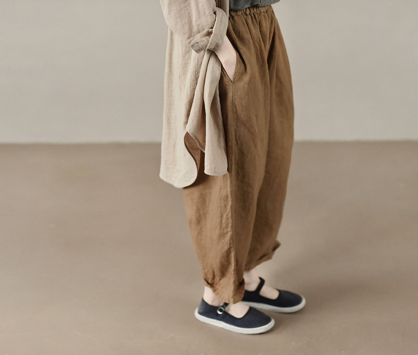 edoa Tapered Boyfriend Heavy Weight Washed Linen Pants